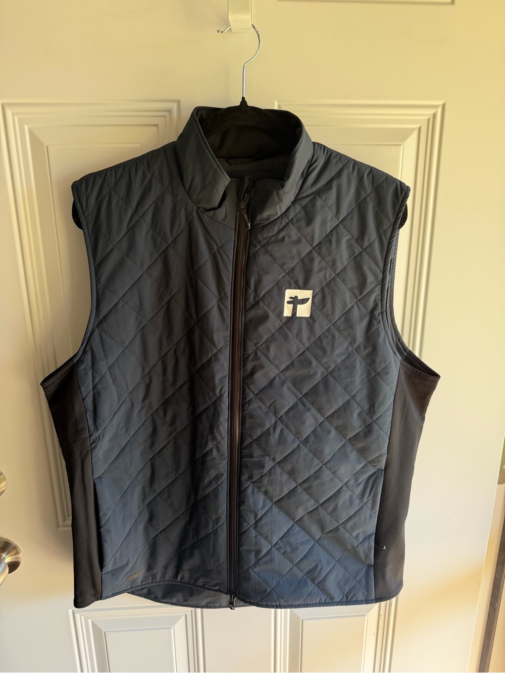 Men's Quilted Navy Vest with Black Side Panels by